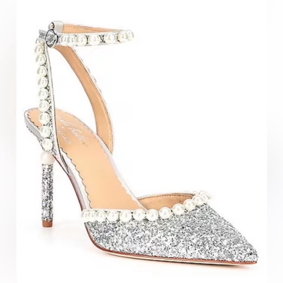ANTONIO MELANI X NICOLA BATHIE BEBE ANKLE STRAP GLITTER PEARL DETAIL PUMPS NWT - Picture 1 of 13
